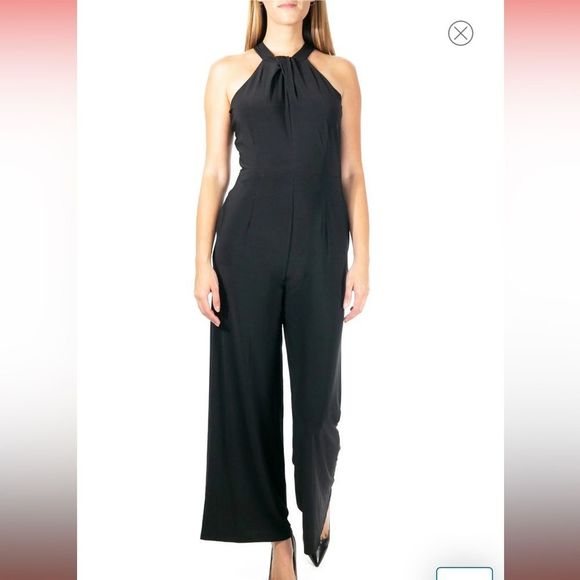 NINA LEONARD Twist Halter ITY Knit Jumpsuit NWT